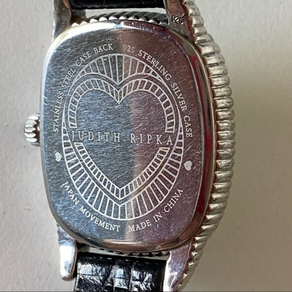 Judith Ripka 925 Sterling Silver Heart Watch Black Leather Band main image 8